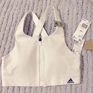NWT Adidas white sports bra zipper 30A